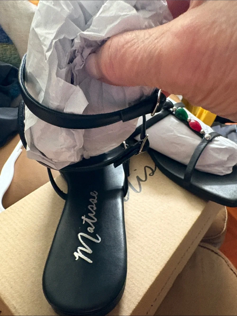 Matisse Verona Black Leather Beaded Gladiator Sandals Size 8 new with box
